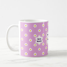 Caneca De Café Cadeia de Margaridas Rosa Clássico