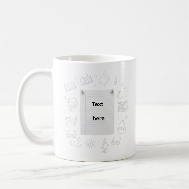 Caneca De Café Caderno de Desenho Escolar Presente para Professor (Esquerda)