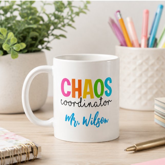 Caneca De Café Caderno do Coordenador de Caos – Citação Divertida (Chaos Coordinator Notebook – Funny Teacher Quote Coffee Mug)