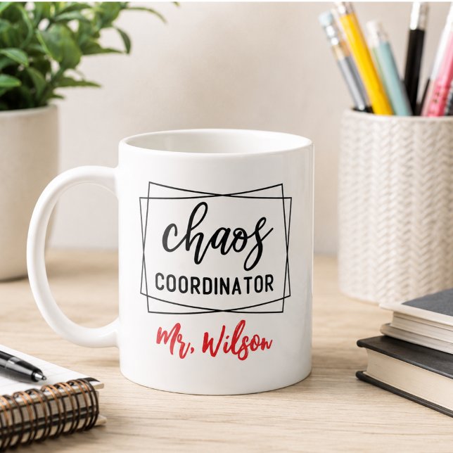 Caneca De Café Caderno do Coordenador de Caos – Citação Divertida (Chaos Coordinator Notebook – Funny Teacher Quote Coffee Mug)