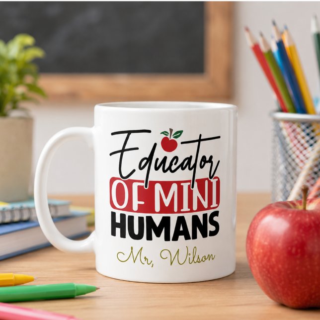 Caneca De Café Caderno Educador de Humanos Mini – Professor Diver (Educator of Mini Humans Notebook – Funny Teacher Coffee Mug)