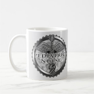 Caneca De Café Caduceu cinza Enfermeira Pediátrica