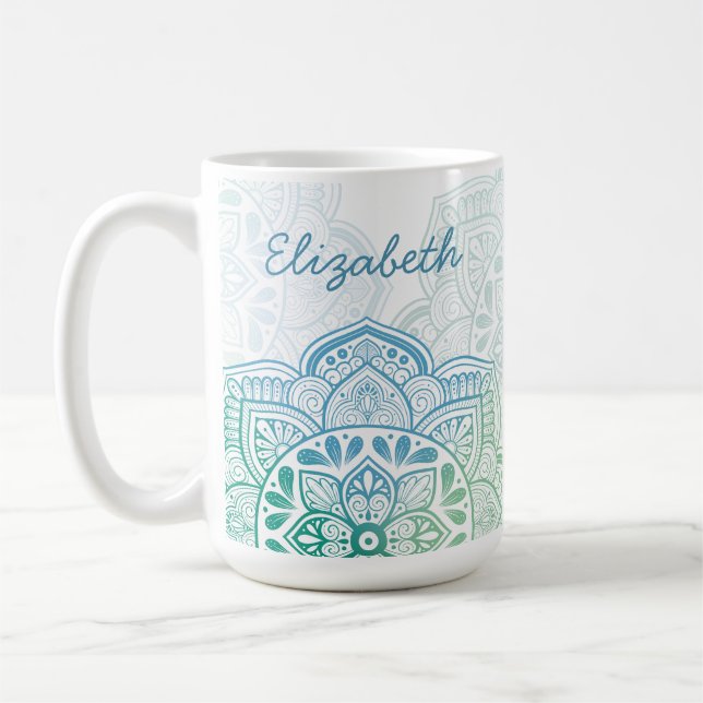 Caneca De Café Caelum Mandala 15 oz. Personalized Mug (Esquerda)