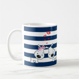 Caneca De Café Cães Adoráveis Apaixonados em Listras-Personaliz