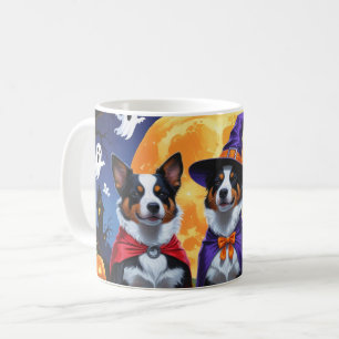 Caneca De Café Cães de Bovinos Australianos Pumpkin Halloween Eng