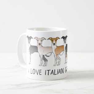 Caneca De Café Cães de desenho animado Italian Greyhound com text