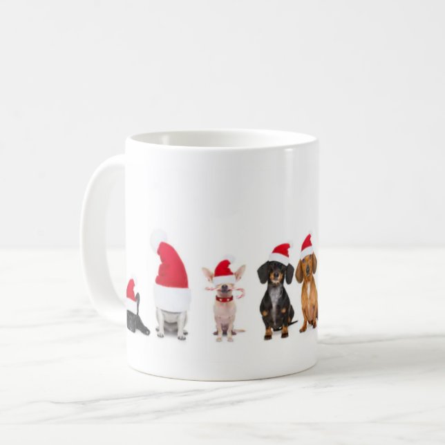 Caneca De Café Cães de Natal (Frente Esquerda)