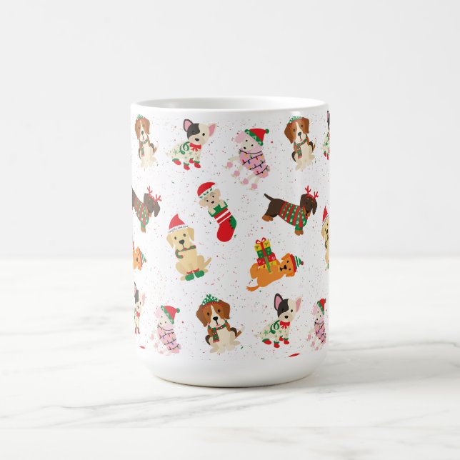 Caneca De Café Cães de Natal com chapéus e suéteres (Centro)