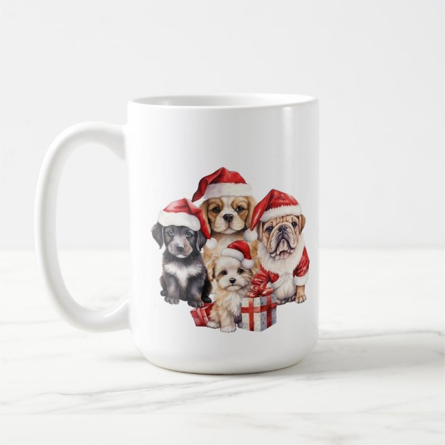Caneca De Café 'Cães de Natal' fofo para amantes de cães  (Esquerda)