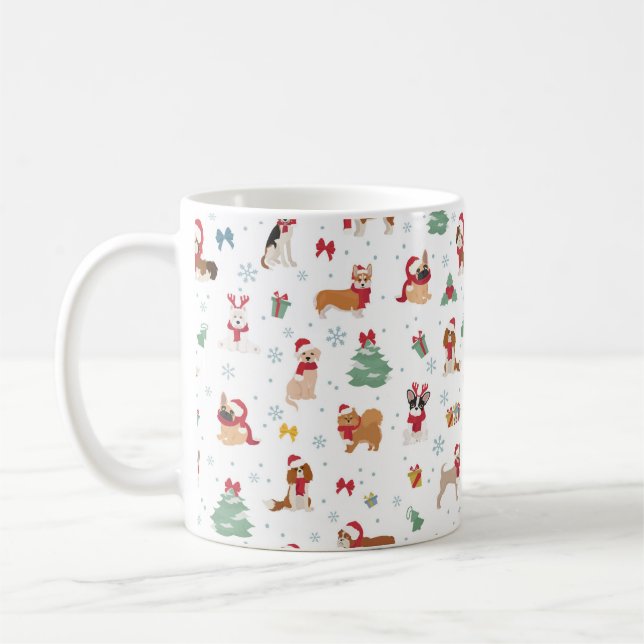 Caneca De Café Cães de Natal nos Acessórios de Férias (Esquerda)