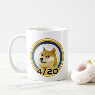 Caneca De Café Cães Dia 4/20 Mercado de Ações Cripto Engraçad