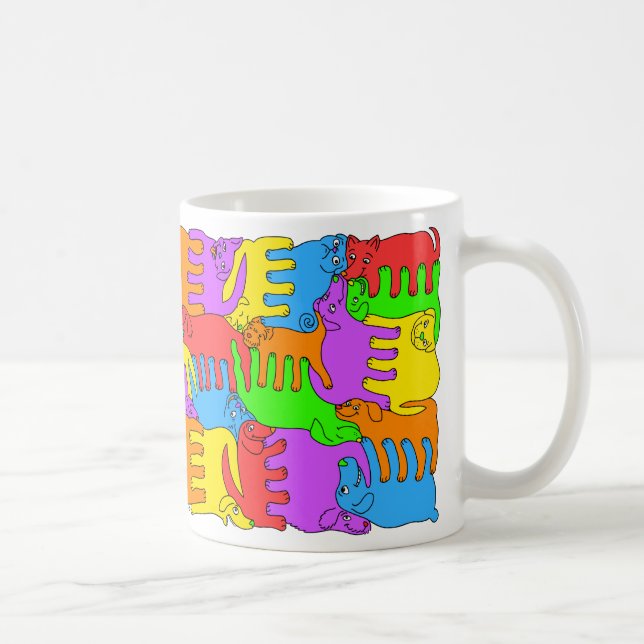 Caneca De Café Cães do arco-íris (Direita)