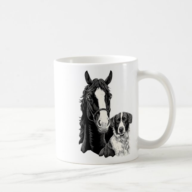 Caneca De Café Cães E Cavalos, Cavalos E Cavalos, Dorso Equestre (Direita)