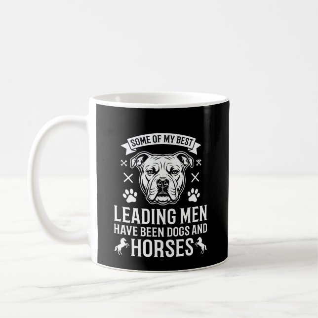 Caneca De Café Cães E Cavalos Liderando Homens (Esquerda)
