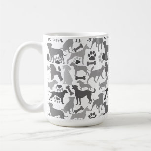 Caneca De Café Cães e patas 03.b Padrão branco BG