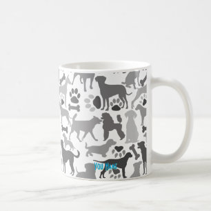 Caneca De Café Cães e patas 03.b Pó branco BG