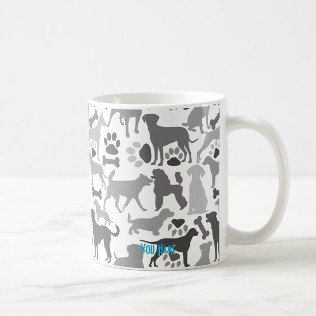 Caneca De Café Cães e patas 03.b Pó branco BG (Direita)
