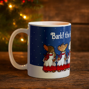 Caneca De Café Cães engraçados cantando carols de Natal Pug Pomer