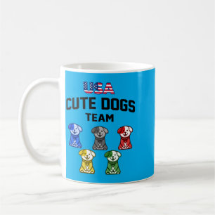 Caneca De Café Cães Engraçados Fofos EUA Equipe de Filhotes