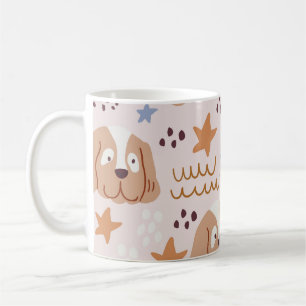Caneca De Café Cães, estrelas, linhas, linhagens, sem costura: