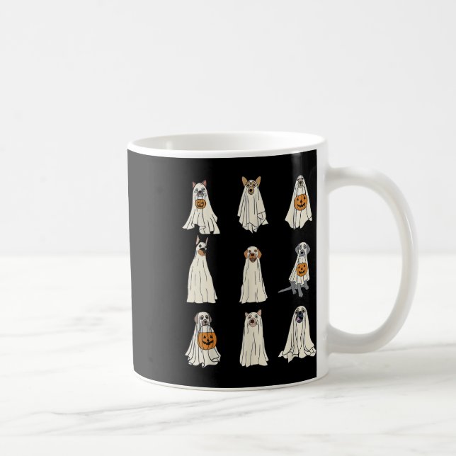 Caneca De Café Cães Fantasmas Cachorros Bonitos Vestidos Como Eng (Direita)