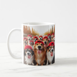 CANECA DE CAFÉ CÃES FELIZES EM ÓDIOS VERMELHOS