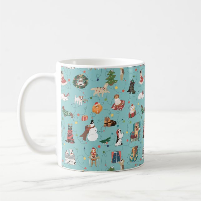 Caneca De Café Cães Festivos Feriados em Suéteres de Natal (Esquerda)