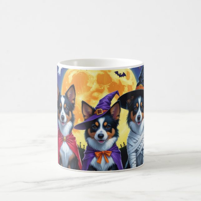 Caneca De Café Cães Kelpies Australianos Pumpkin Halloween Engraç (Centro)