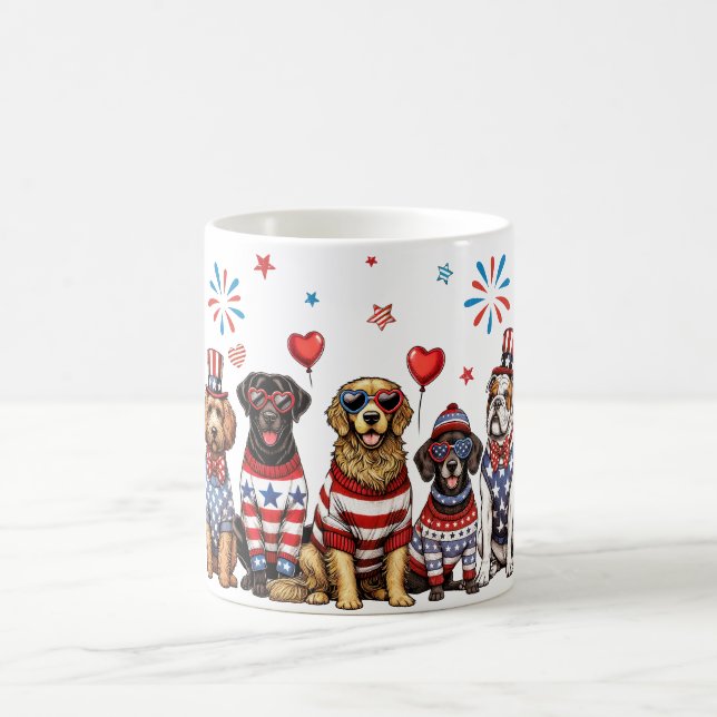 Caneca De Café Cães Patrióticos (Centro)