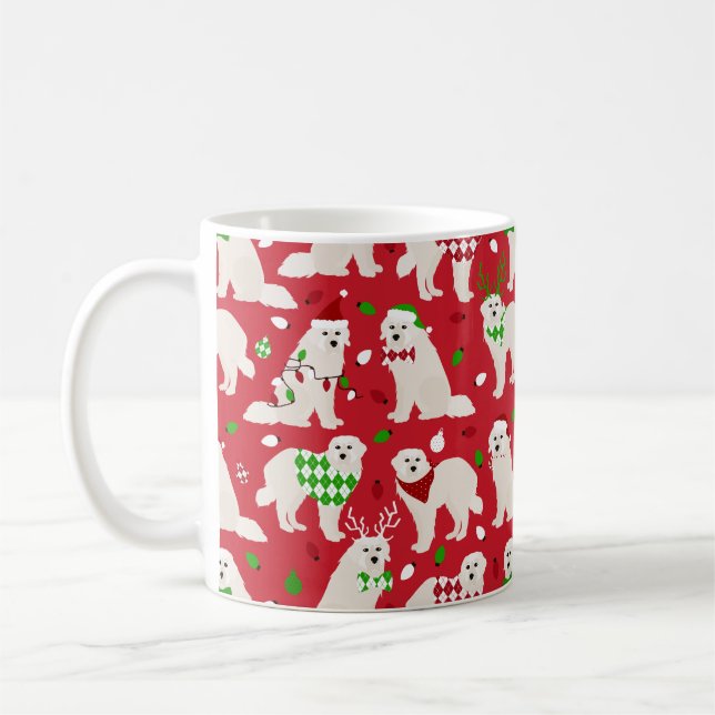Caneca De Café Cães Pirenéus Excelentes de Natal (Esquerda)