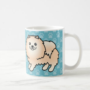 Caneca De Café Cães Pomeranianos De Casaco De Creme Adorável Em A