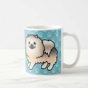 Caneca De Café Cães Pomeranianos Fluffy Fluffy Sable Em Azul