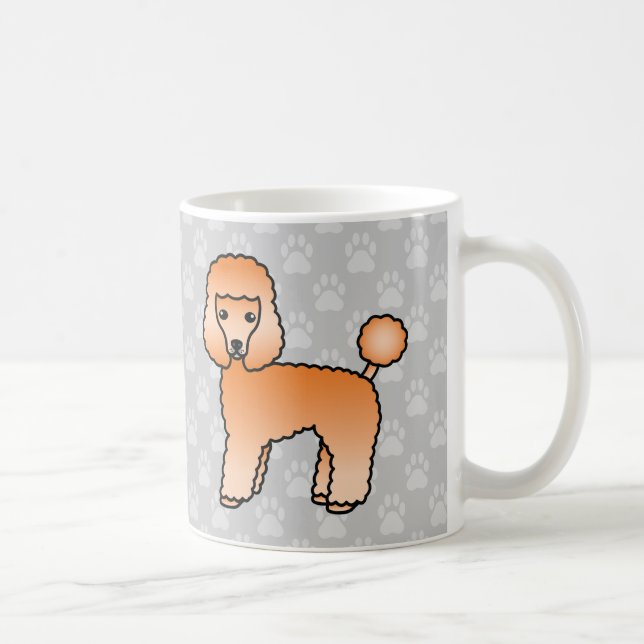 Caneca De Café Cães Poodle Brinquedo Cor de Damasco em Cinza (Direita)