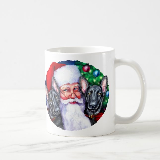 Caneca De Café Cães Pretos-Alemães papais noeis (Direita)