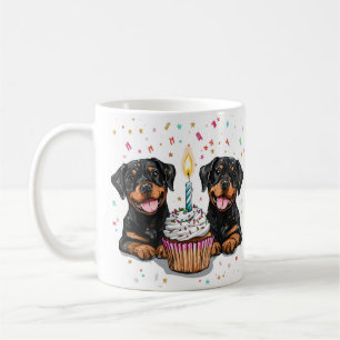 Caneca De Café Cães Rottweiler de Aniversário