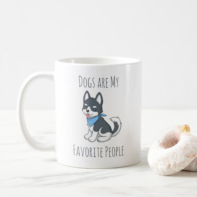 Caneca De Café Cães são as Minhas Pessoas Favoritas Cachorro Husk (Com Donut)