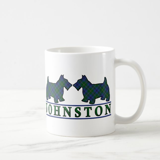 Caneca De Café Cães Scottie do Xadrez Clan Johnstone Johnston (Direita)