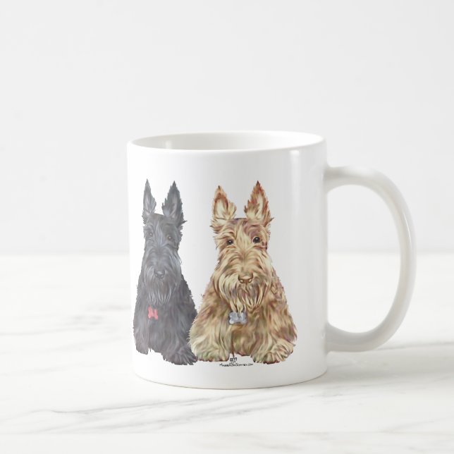 Caneca De Café Cães Scottie Trigo e Preto (Direita)