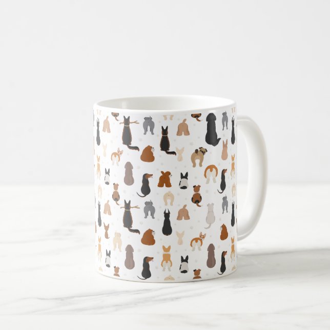 Caneca De Café Cães sentados ao fundo (Frente Esquerda)