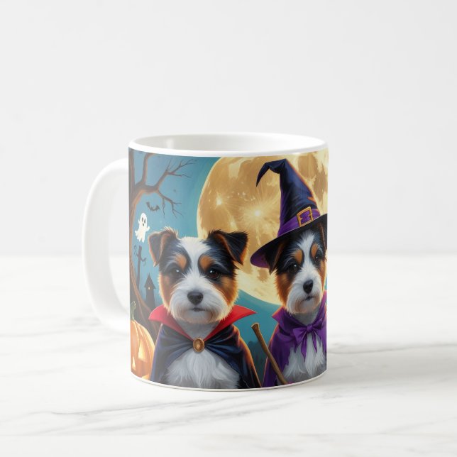 Caneca De Café Cães Terrier Australiano Abóbora Dia das Bruxas En (Frente Esquerda)