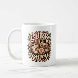Caneca De Café Café Amante de Gatos Purr Pour Enjoy