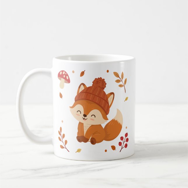 Caneca De Café Café Aquarela de Raposa Outonal Fofo (Esquerda)