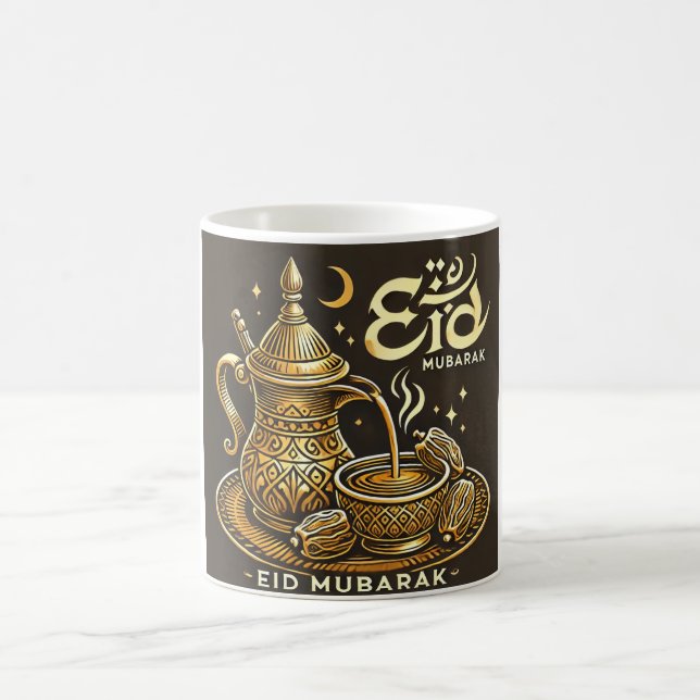 Caneca De Café Café Árabe Tradicional Eid Mubarak (Centro)