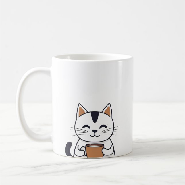 Caneca De Café Café Bebendo de Gato Gato (Esquerda)