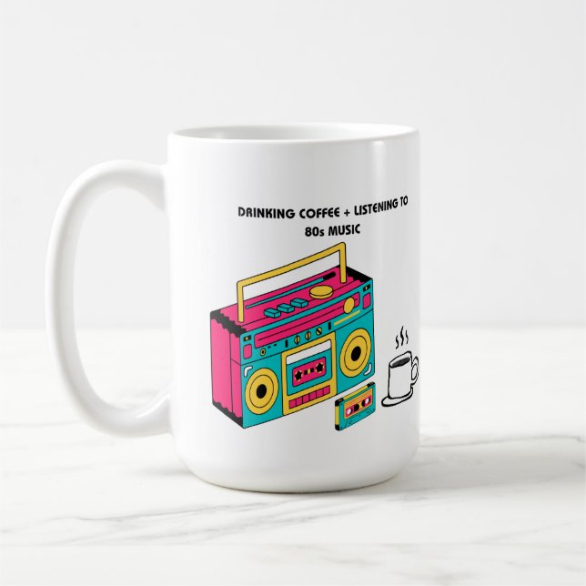 Caneca De Café Café bebendo e escuta música dos anos 80 (Esquerda)