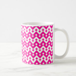 Caneca De Café Café Branco Chic Mug, Geométrico Cor-De-Rosa
