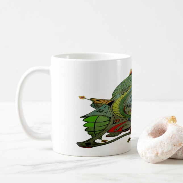 Caneca De Café Café Branco Com Embarcação Arte 1 B.1 (Com Donut)