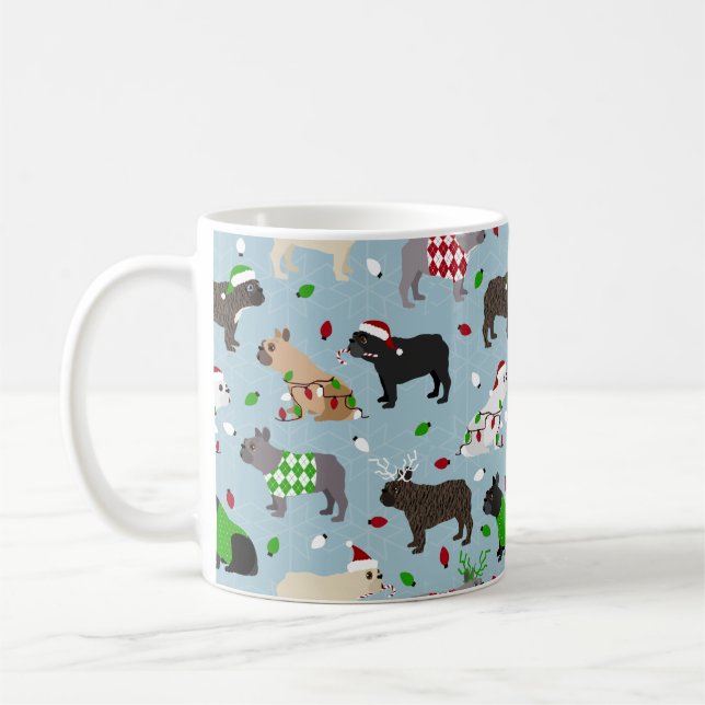 Caneca De Café Café Café de Natal - Buldogue Francês (Esquerda)