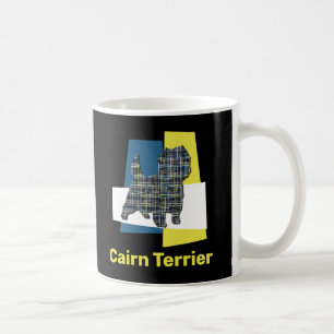 Caneca De Café Café Cairn Terrier Dog Yellow & Black Grid Line