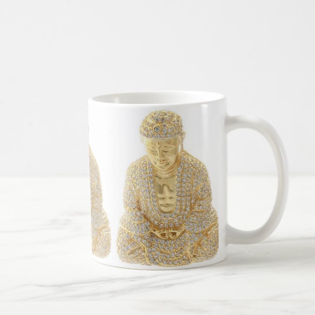 Caneca De Café Café Chá Buda com Rhinestone Dourado (Direita)